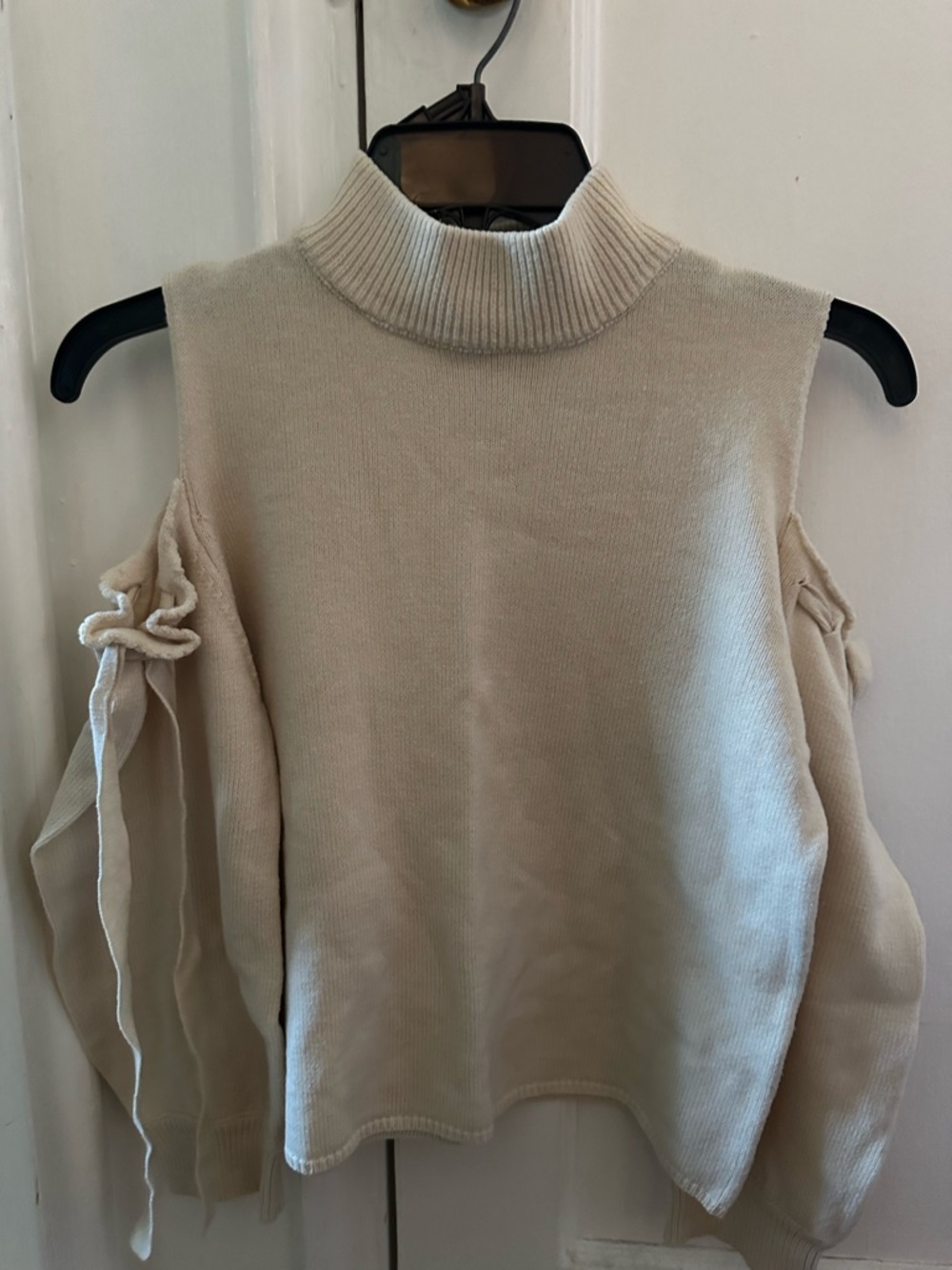 Women’s Cream Shoulder Cut Turtleneck Sweater